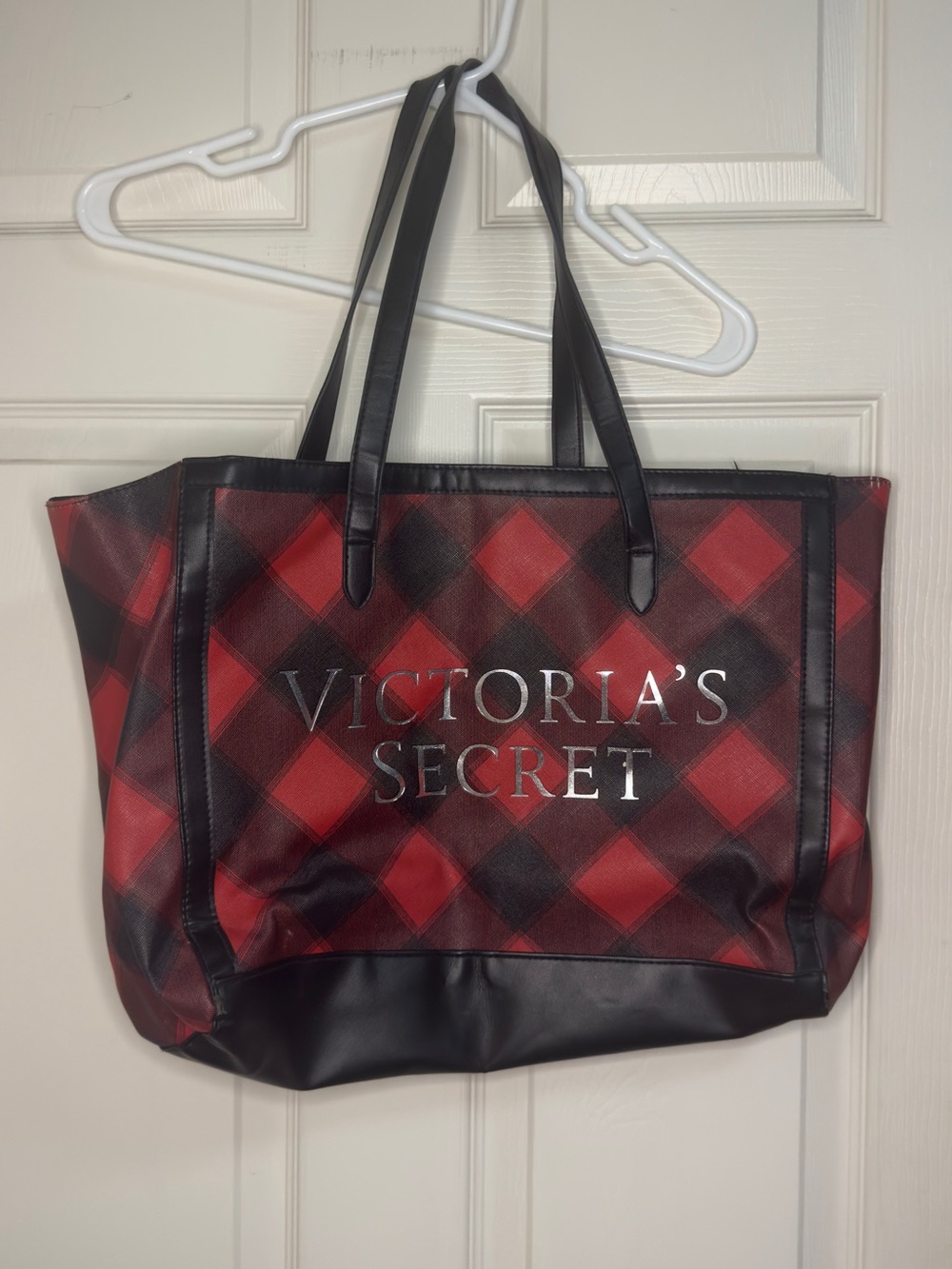 Victoria's Secret Red and Black Plaid Tote